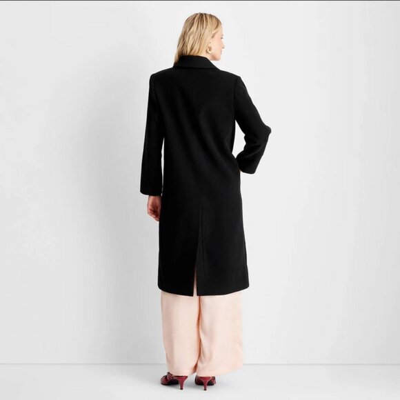 Women's Notched Lapel Double-Breasted Coat - Future Collective Black XXL - Picture 4 of 10